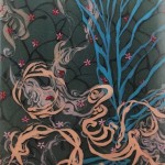 Hybrid Landscape No. 2, resin and acrylic paint, ink, plaster pill replicas on wood panel, 30 × 40 cm, 2012