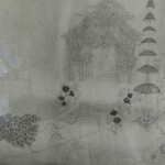 潮来出岛 - 滴里球 二号 (局部), 墨水, 水彩, 矿物颜料, 茶叶水, 金粉, 宣纸, 2012 - 5 潮来出岛 - 滴里球 二号 (局部), 墨水, 水彩, 矿物颜料, 茶叶水, 金粉, 宣纸, 2012 - 5