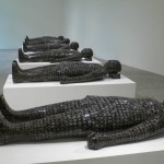 "Foreordination -4," resin, copper threads, photographs, 30 x 83 x 205 cm 