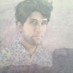 明矾液体脸 水彩，矿物色，水墨，丙烯，茶，丝绸，面粉制成的胶在宣纸上，67.5 x 42c m, 2012