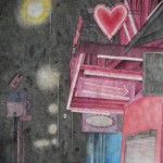 在脸和嘴唇之间 中国墨水，矿物颜料，铅笔，丙烯, 400 x 33cm, 2011