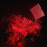 V - world, laser, stainless steel, smoke, size variable，2012