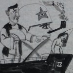 Qian Rong, Lone Island No.2, ink on xuan paper, 43 x 43cm, 2011