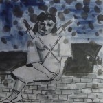 Qian Rong, Lone Island No.9, ink on xuan paper, 43 x 43cm, 2011