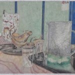 普兰客酒吧和被遗弃的商业银行后花园, 铅笔, 墨, 水彩在宣纸上, 390 x 33cm, 2011