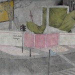 在脸和嘴唇之间 中国墨水，矿物颜料，铅笔，丙烯, 400 x 33cm, 2011