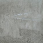 潮来出岛 - 滴里球 一号, 墨水, 水彩, 矿物颜料, 茶叶水, 金粉, 宣纸, 2012 潮来出岛 - 滴里球 一号, 墨水, 水彩, 矿物颜料, 茶叶水, 金粉, 宣纸, 2012