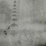 潮来出岛 - 滴里球 二号 (局部), 墨水, 水彩, 矿物颜料, 茶叶水, 金粉, 宣纸, 2012 潮来出岛 - 滴里球 二号 (局部), 墨水, 水彩, 矿物颜料, 茶叶水, 金粉, 宣纸, 2012