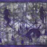 边亦中，“着迷”，121 cm W x 92 cm H，剪纸3M反射胶卷剪纸层压在涂墨日本纸上,2013