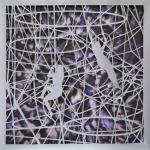 边亦中，“秋千”，91 cm W x 92 cm H, 剪纸3M反射胶卷剪纸层压在涂墨日本纸上, 2013
