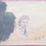 Wang Taocheng, “Practice of Portrait / Op.31,” ink, watercolor, gold paint, mineral color, acrylic color, liquid alum, tea, flour glue on rice paper and spun silk, 66.5 x 43c m, 2012