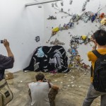 Girolamo Marri, "THE MYSTERIOUS MASTER, HIS DISQUISITIONS, HIS INDISCIPLINED DISCIPLES AND THEIR DELUSIONAL DIZZY MISSION,"performance and installation, found objects, duct tape, 2013-6