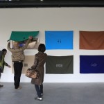 李牧，"仇庄项目—一个分散在农村的美术馆", 微喷哑光纸在铝板上，丝印布料，75 X 10cm, 2013